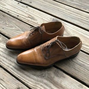 Paul Fredrick Mens Size 8.5 Brown Leather Oxford Shoes